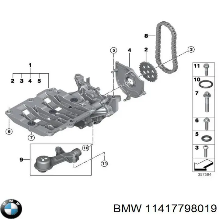 Rueda dentada, bomba de aceite 11417798019 BMW