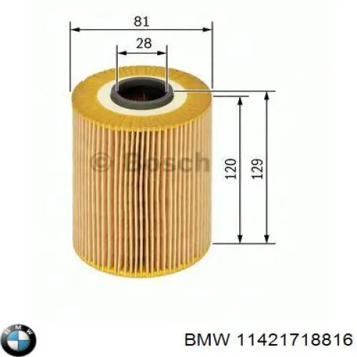 11421718816 BMW Масляный фильтр двигателя