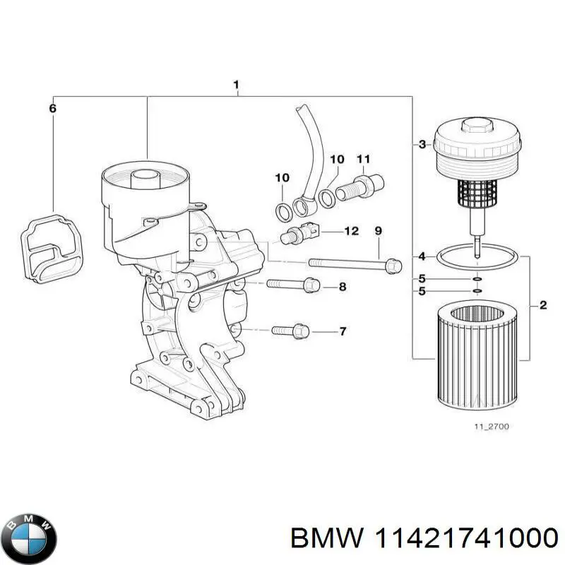 11421741000 BMW Прокладка масляного фильтра