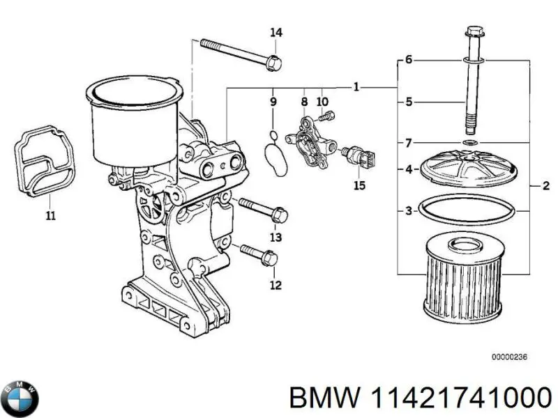 11421741000 BMW прокладка адаптера масляного фильтра