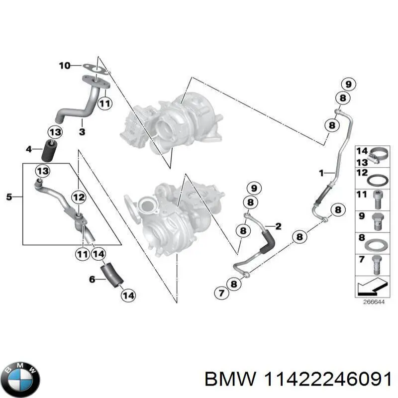 Прокладка шланга отвода масла от турбины BMW 11422246091
