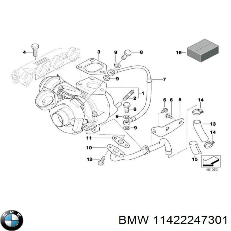 Патрубок вентиляции картерных газов 11422247301 BMW