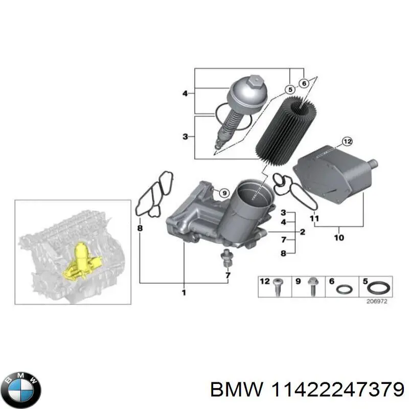 11422247379 BMW tampa do filtro de óleo