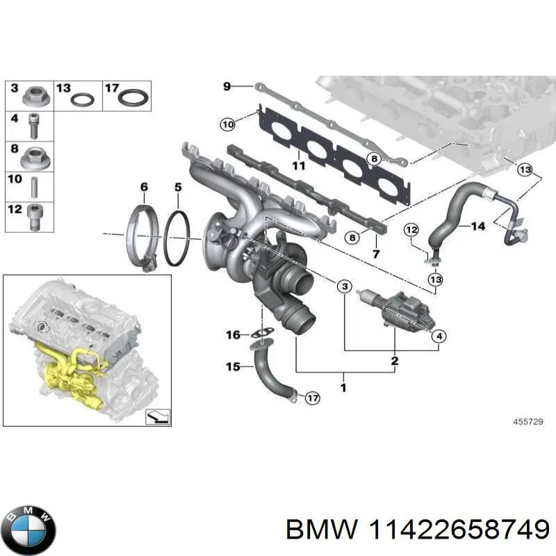 Трубка (шланг) подачи масла к турбине 7617534 BMW
