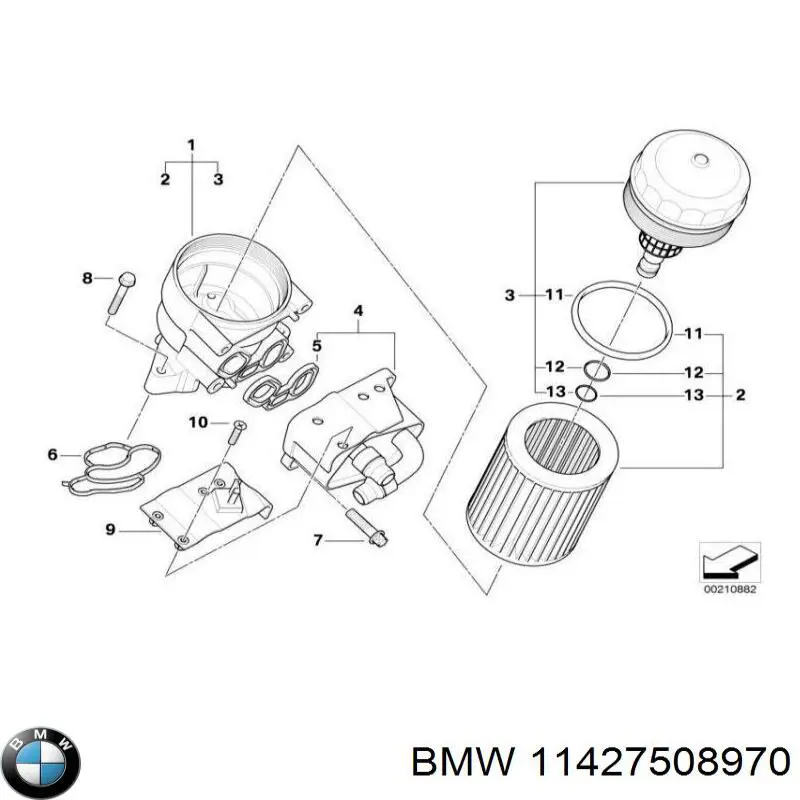 Прокладка адаптера маслянного фільтра 11427508970 BMW