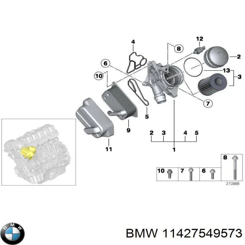 11427549573 BMW Кольцо крышки масляного фильтра внутреннее