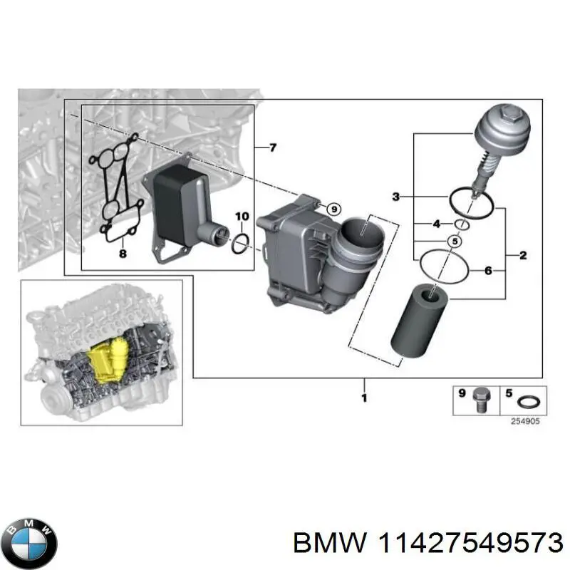 Купить 11427549573 BMW Кольцо крышки масляного фильтра внутреннее