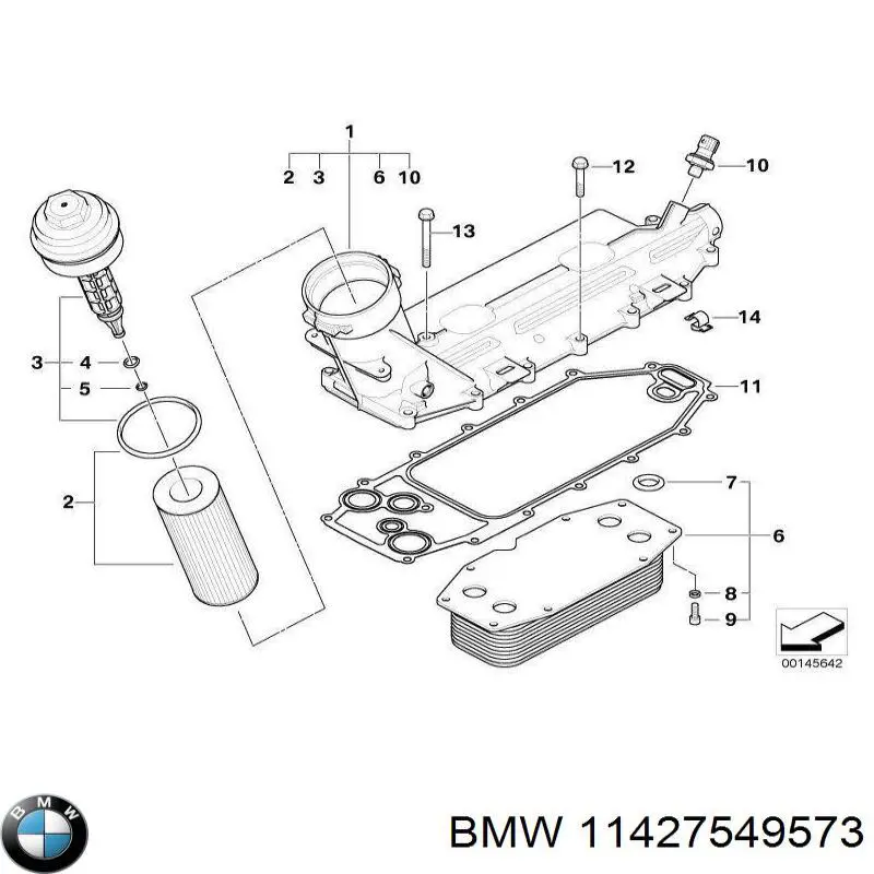 Кольцо крышки масляного фильтра внутреннее 11427549573 BMW