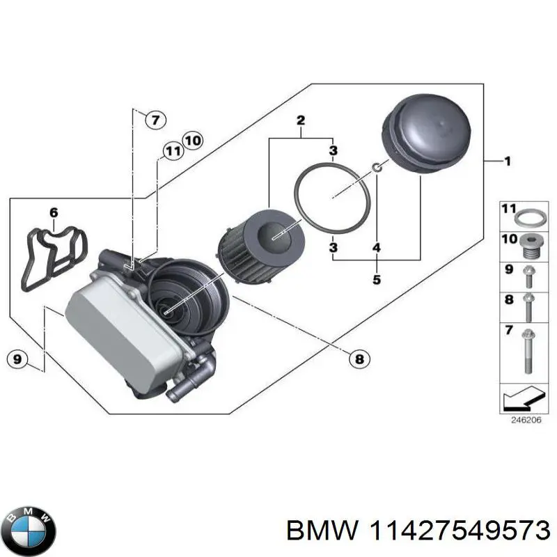 Кольцо крышки масляного фильтра внутреннее BMW 11427549573