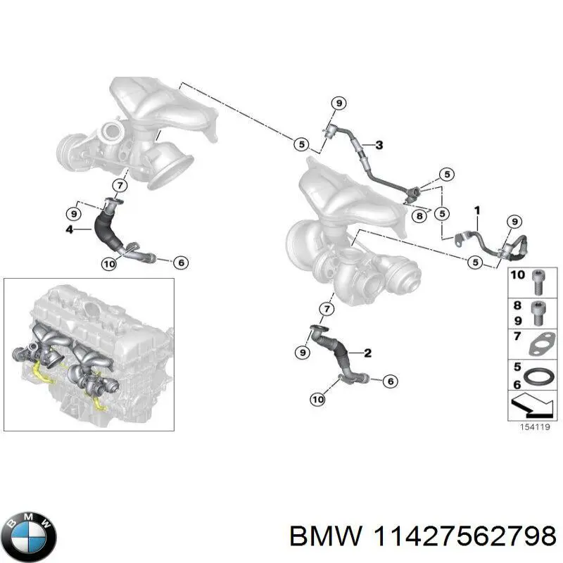 Tubo (mangueira) de fornecimento de óleo de turbina para BMW X6 (E71)