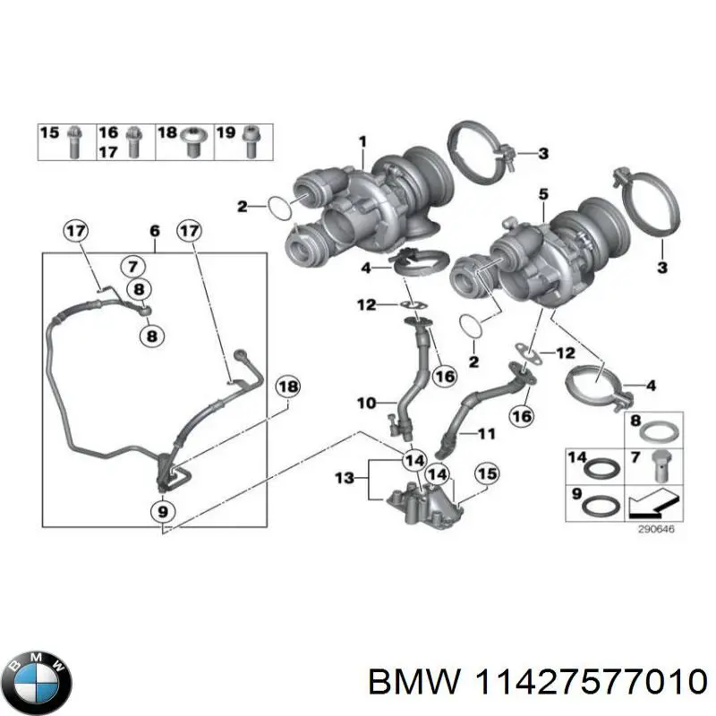 7577010 BMW Трубка (шланг) отвода масла от турбины