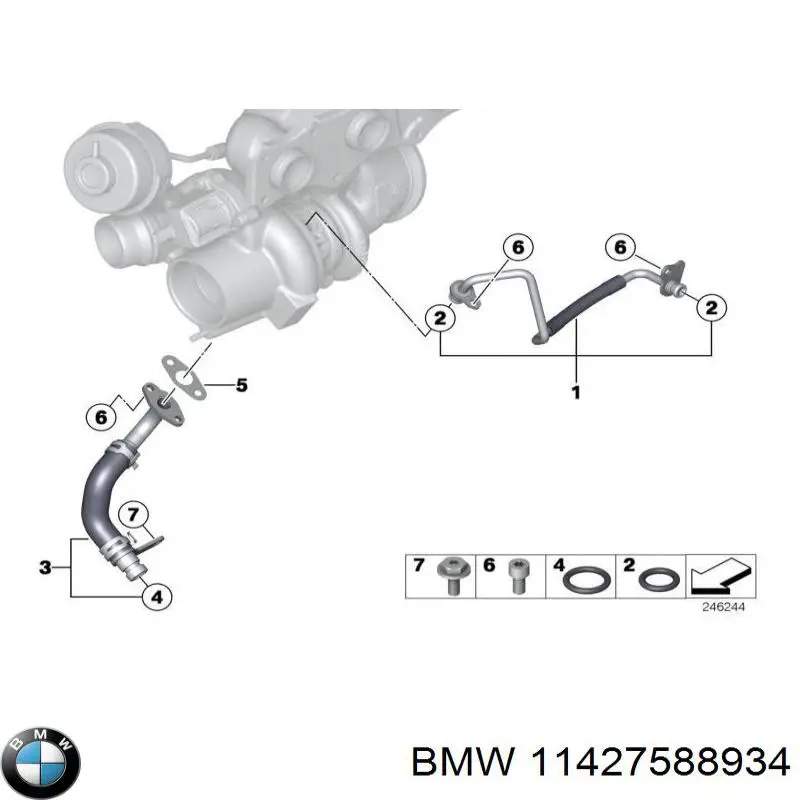 11427588934 BMW трубка (шланг отвода масла от турбины)