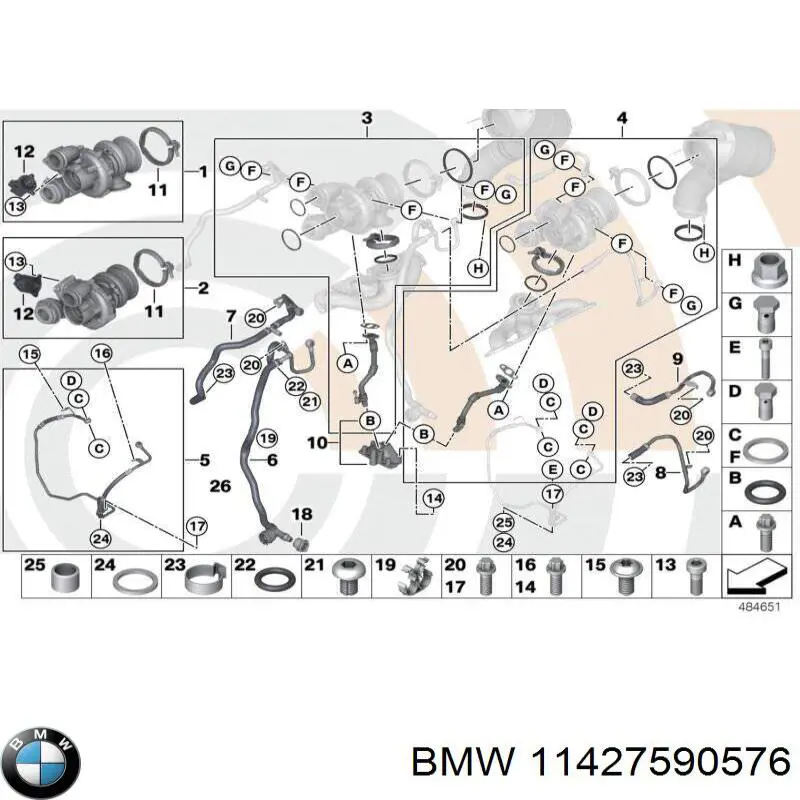 11427590576 BMW vedante de mangueira de fornecimento de óleo de turbina