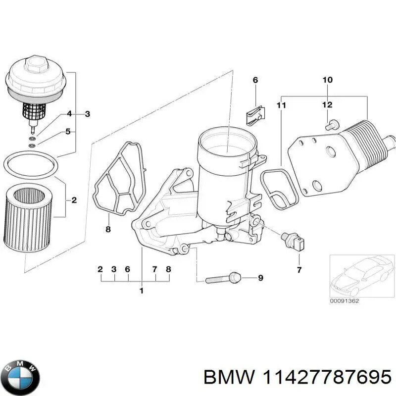 11427787695 BMW Junta, adaptador de filtro de aceite original y equivalente