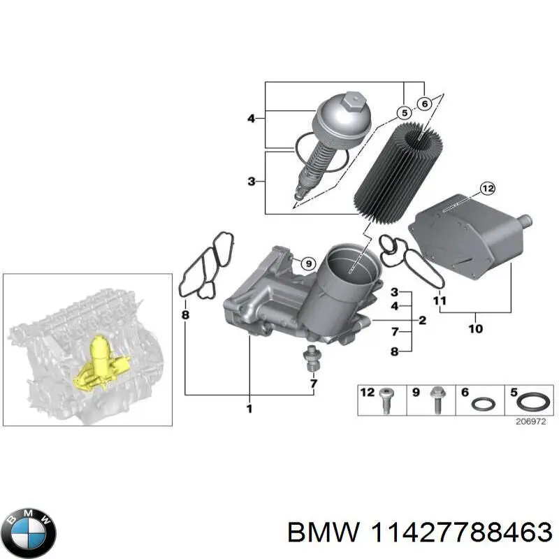 11427788463 BMW vedante de adaptador de refrigerador de óleo