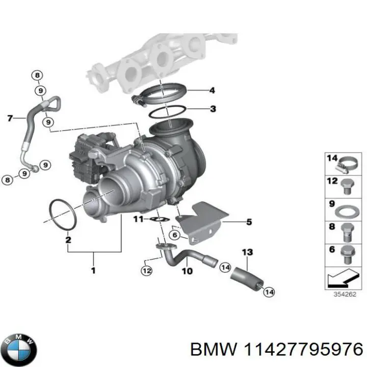 Трубка/шланг отвода масла от турбины BMW 11427795976