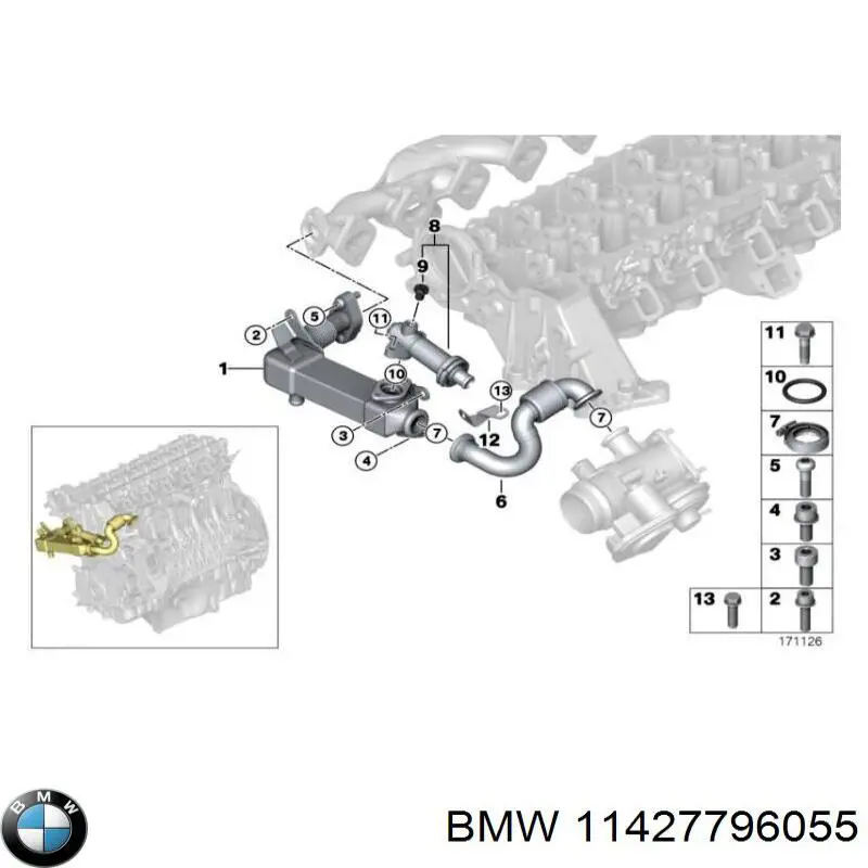 Шланг/патрубок жидкостного охлаждения турбины BMW 11427796055