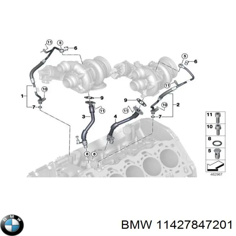 11427847201 BMW Трубка (шланг) масляного радиатора, от фильтра к блоку