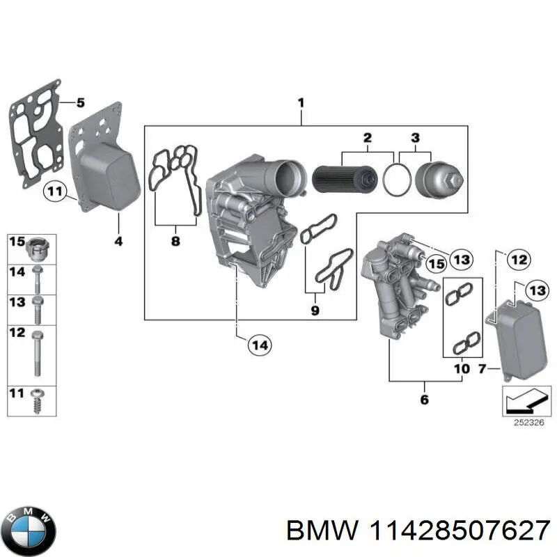 Радиатор масляный (холодильник), под фильтром BMW 11428507627