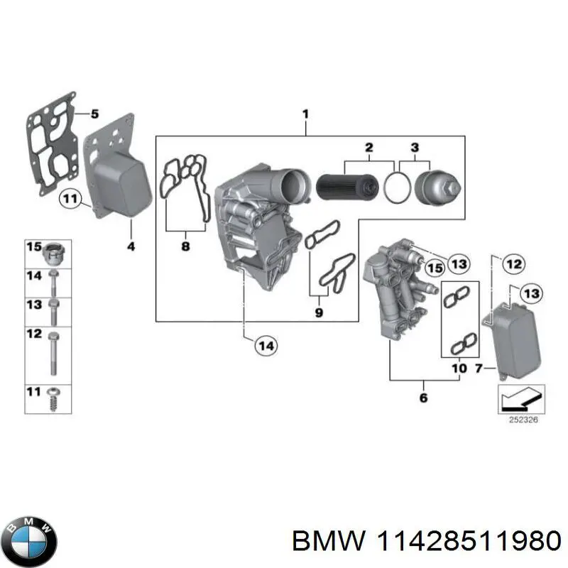 Комплект прокладок корпуса масляного фильтра 11428511980 BMW