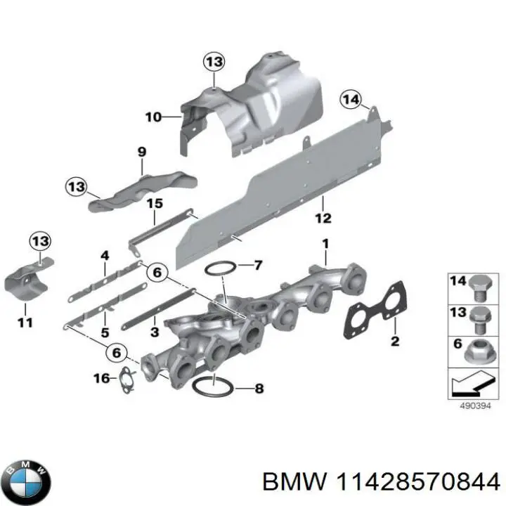 Кольцо приемной трубы глушителя уплотнительное BMW 11428570844 цена, от 2.37 USD