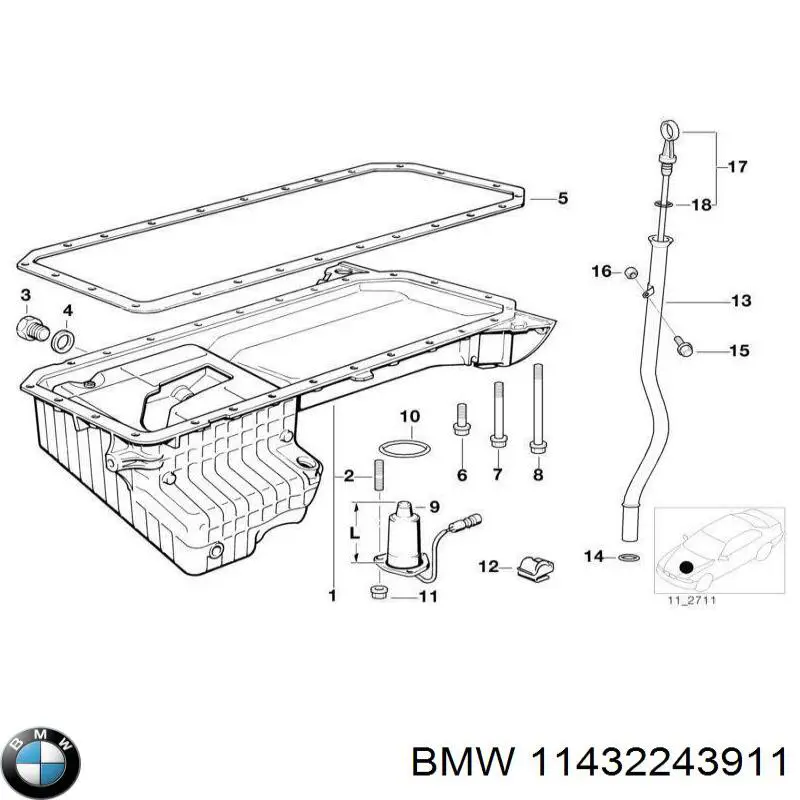 Sonda (indicador) do nível de óleo no motor para BMW 5 (E39)