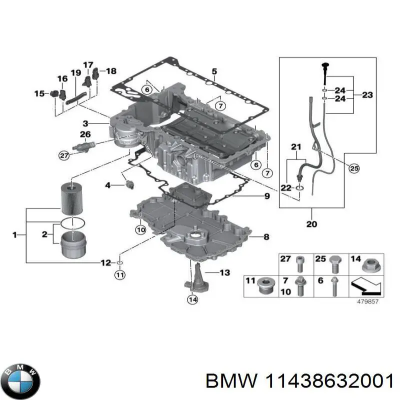 11438632001 BMW щуп (индикатор уровня масла в двигателе)
