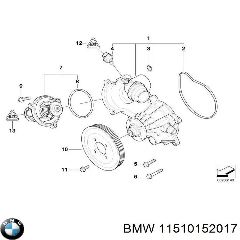 Купить 11510152017 BMW Шкив помпы