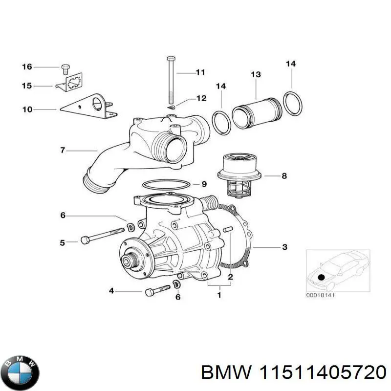 Помпа охлаждения BMW 11511405720 цена, от 59.93 USD