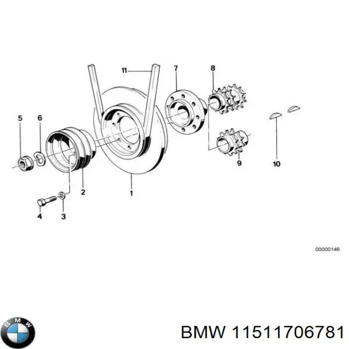 11511271423 BMW Шкив водяной помпы