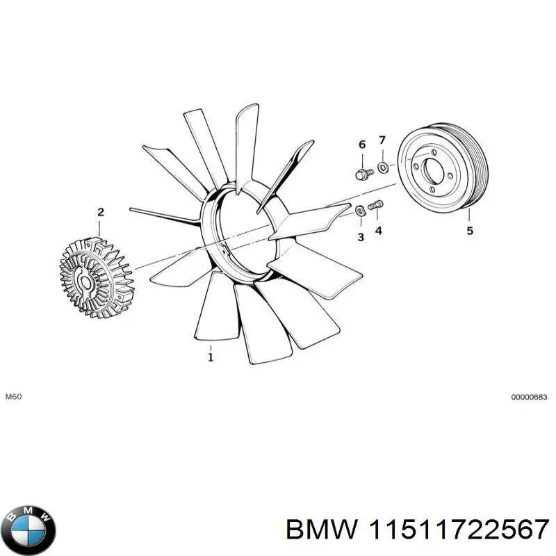 Купить 11511722567 BMW Шкив вентилятора