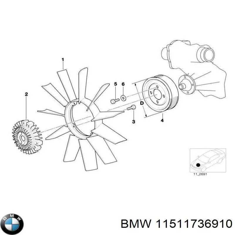 Шкив водяной помпы 11511736910 BMW