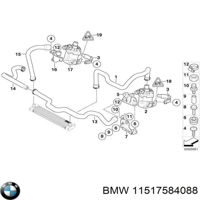 11517584088 BMW bomba de água (bomba de esfriamento, adicional elétrica)