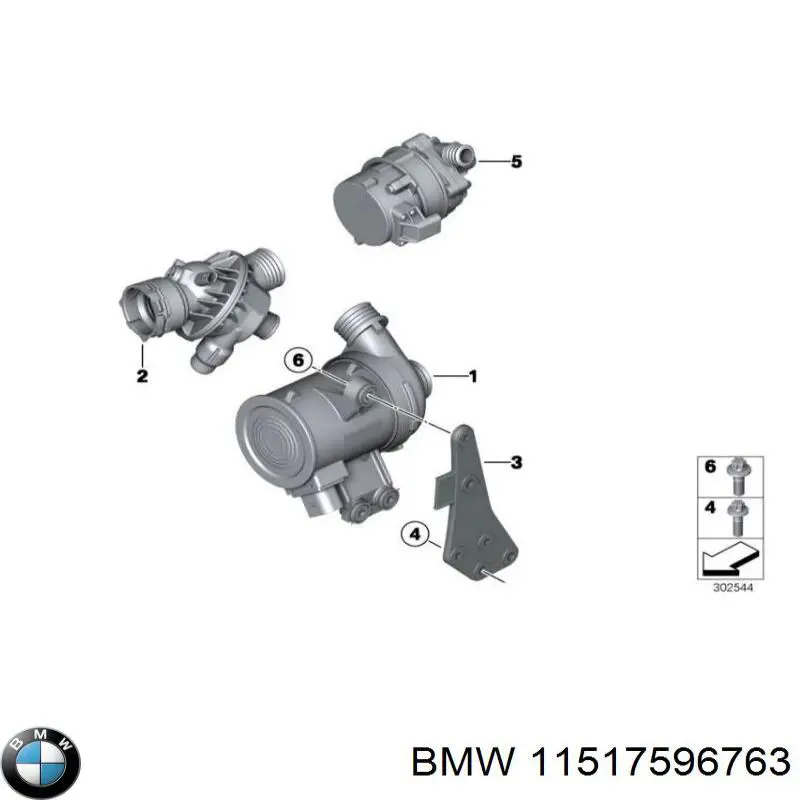 11517596763 BMW помпа водяная (насос охлаждения, дополнительный электрический)