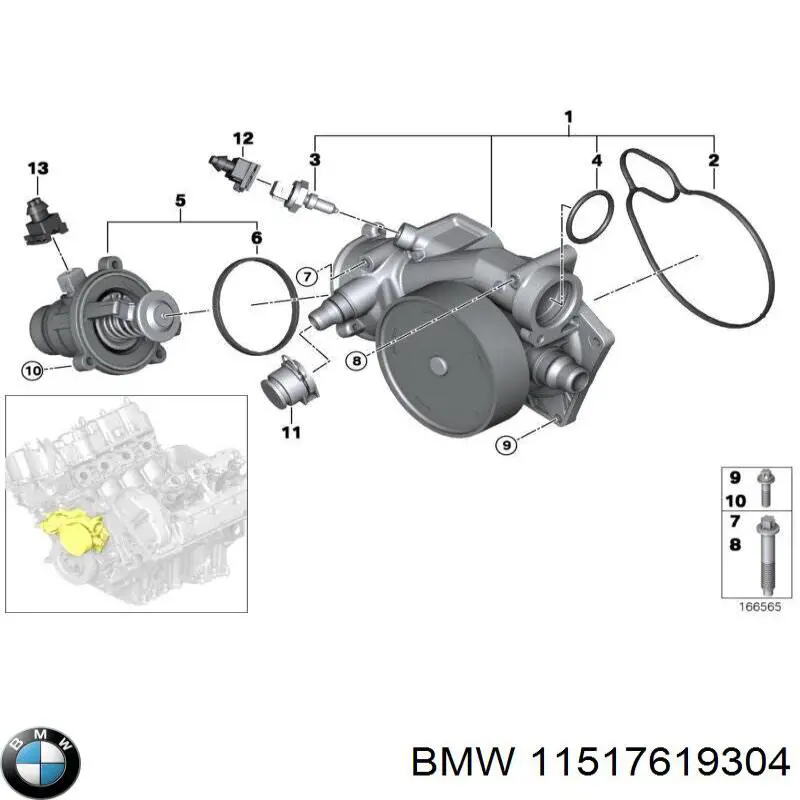 11517619304 BMW bomba de água (bomba de esfriamento)