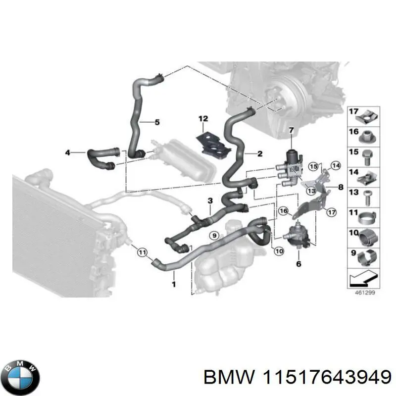 11517643949 BMW помпа водяная (насос охлаждения, дополнительный электрический)