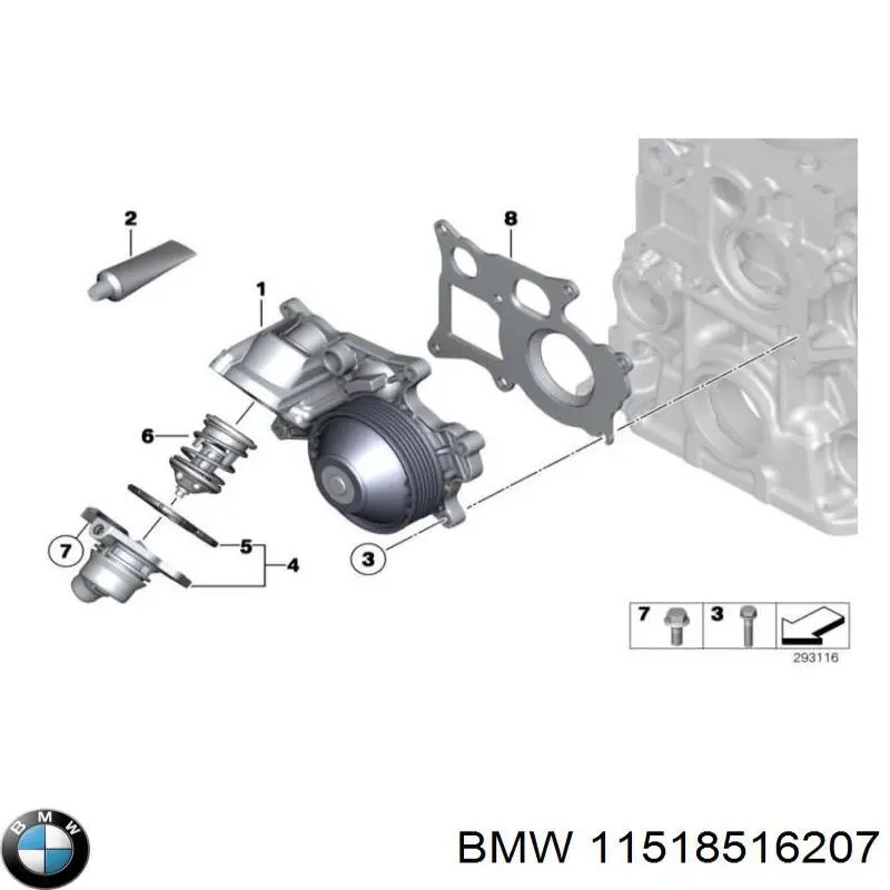 11518516207 BMW vedante de caixa do termostato