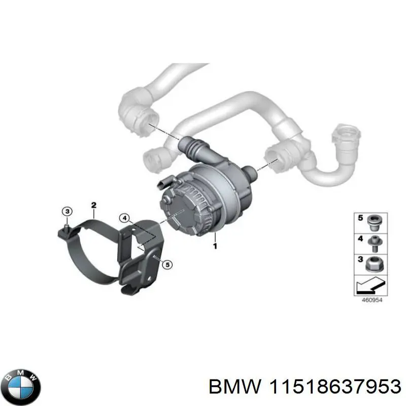 11518637953 BMW помпа водяная (насос охлаждения, дополнительный электрический)