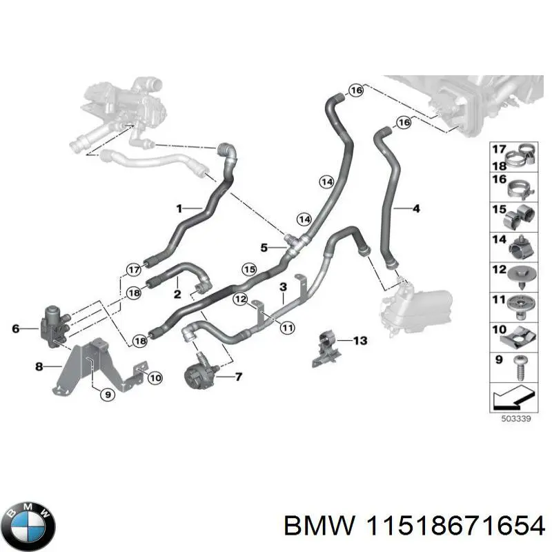 11518671654 BMW Водяной насос охлаждения электрический дополнительный