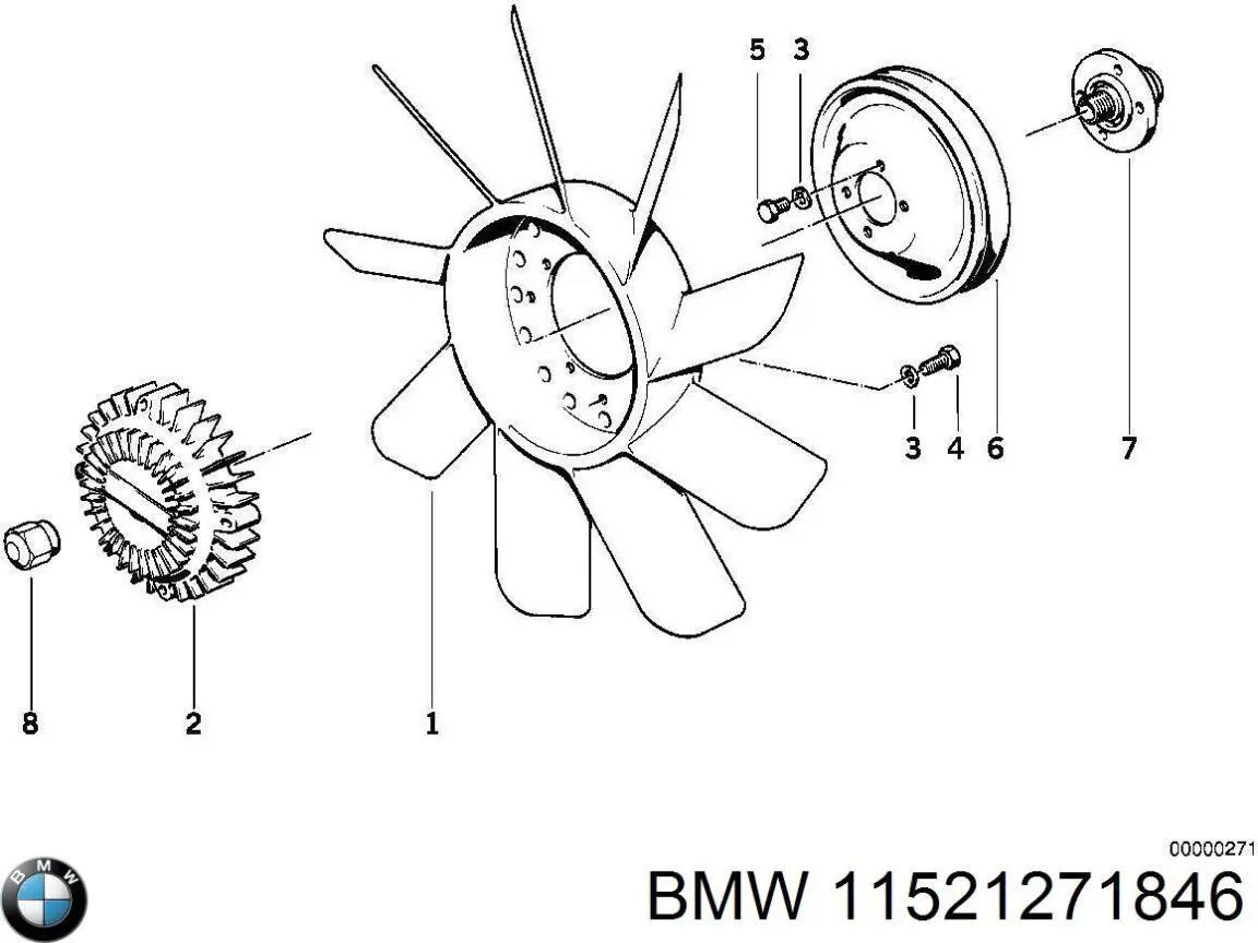 Крыльчатка радиатора охлаждения 11521271846 BMW