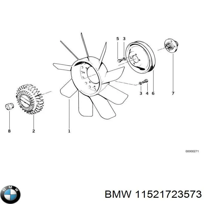 11521723573 BMW вентилятор (крыльчатка радиатора охлаждения)