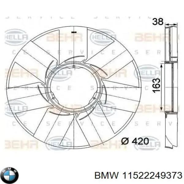 Купить 11522249373 BMW Крыльчатка радиатора охлаждения