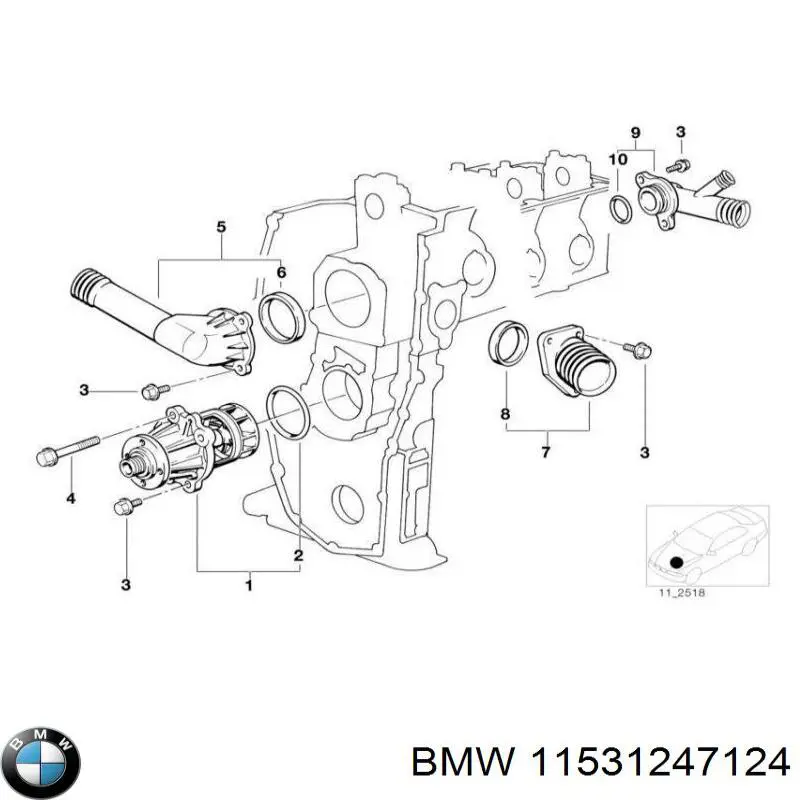 11531247124 BMW vedante do flange (da união em t do sistema de esfriamento)