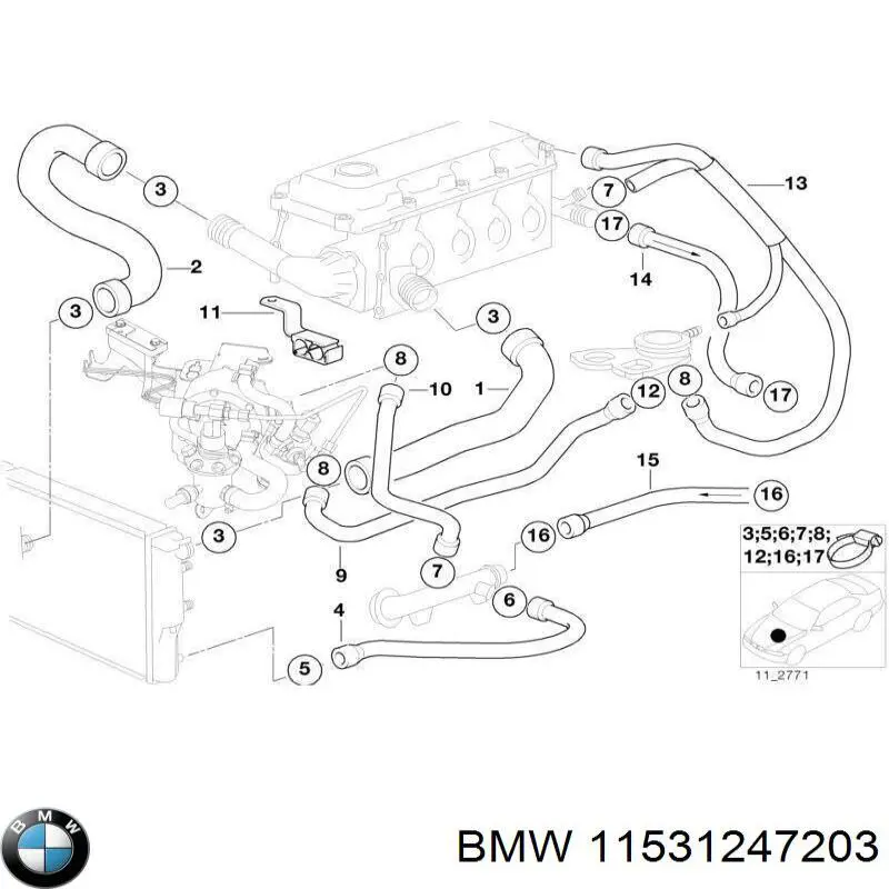 Шланг радиатора, нижний BMW 11531247203 цена, от 9.12 USD