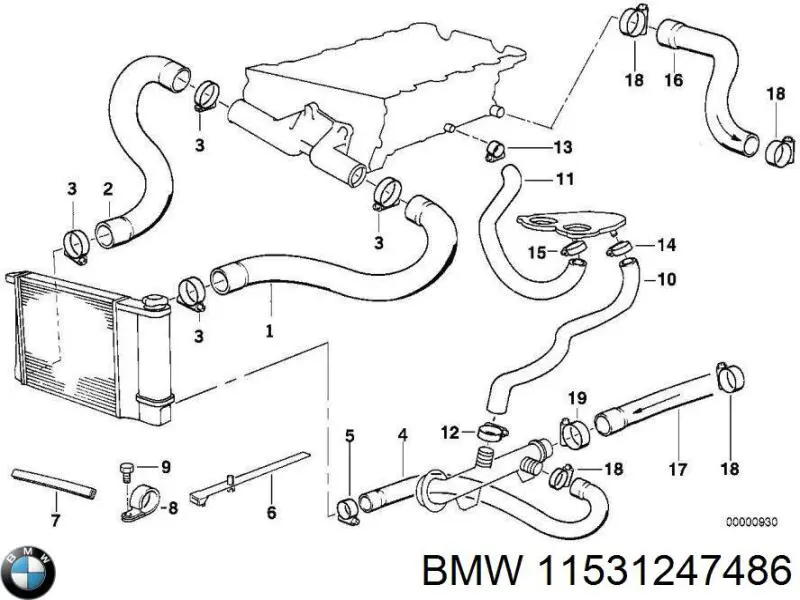 11531247486 BMW шланг (патрубок радиатора охлаждения нижний)