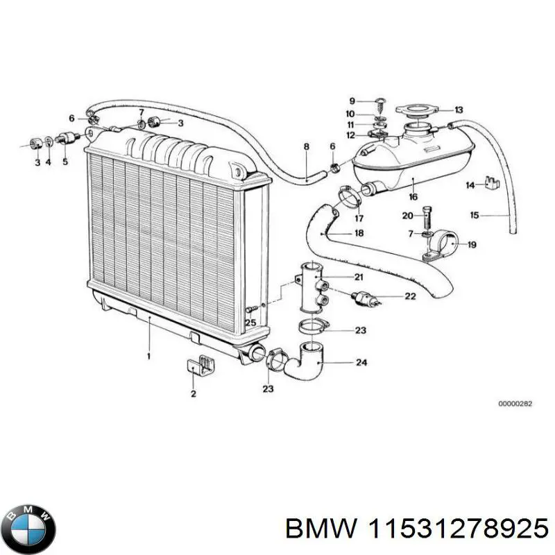 Manguera refrigerante para radiador inferiora 11531278925 BMW