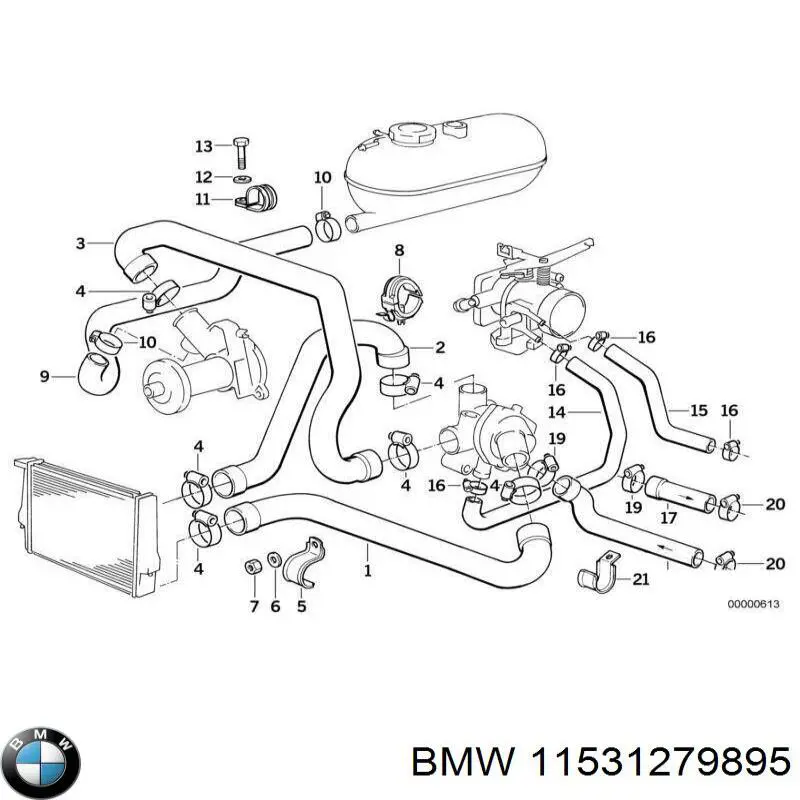 11531279895 BMW Патрубок радиатора охлаждения нижний