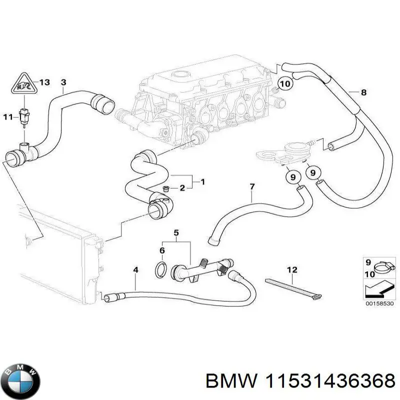 11531436368 BMW Патрубок радиатора охлаждения нижний