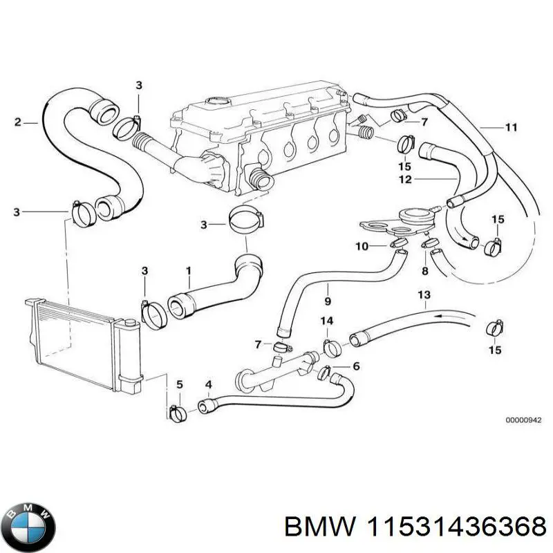 Нижний шлаг радиатора охлаждения 11531436368 BMW