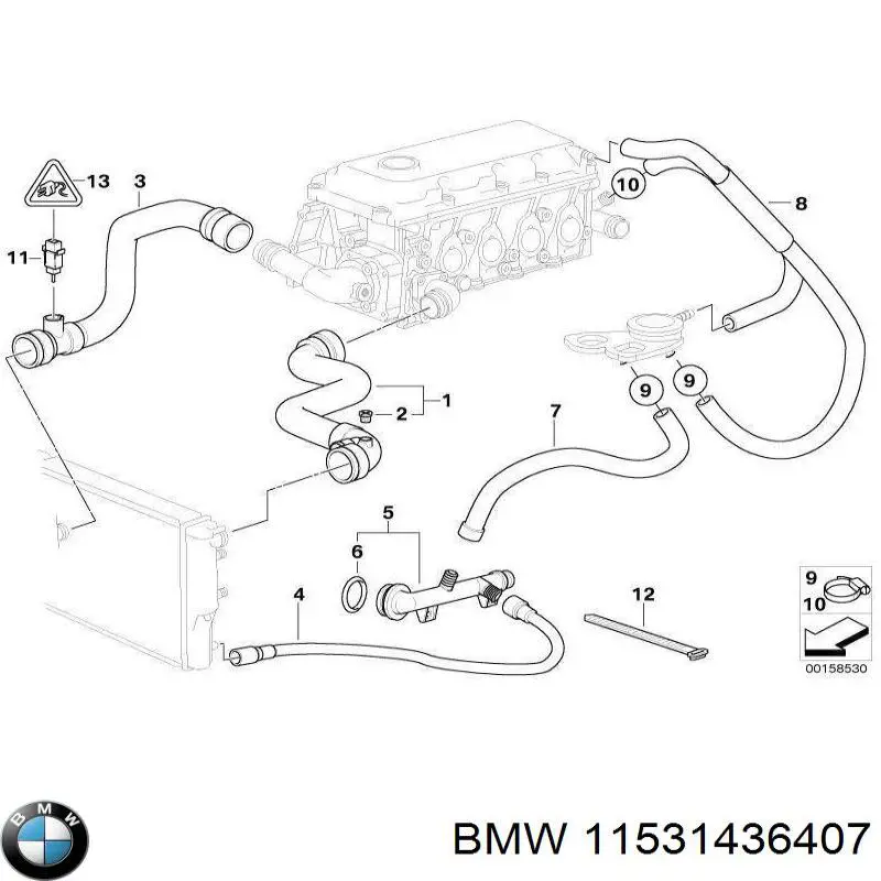Патрубок системы охлаждения BMW 11531436407